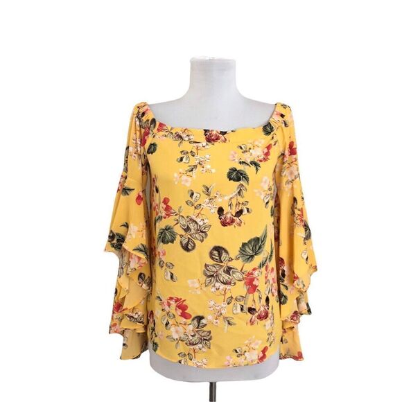 Rose + Olive Floral Cottagecore top XS Off Shoulder Ruffled Boho festival - Picture 1 of 9